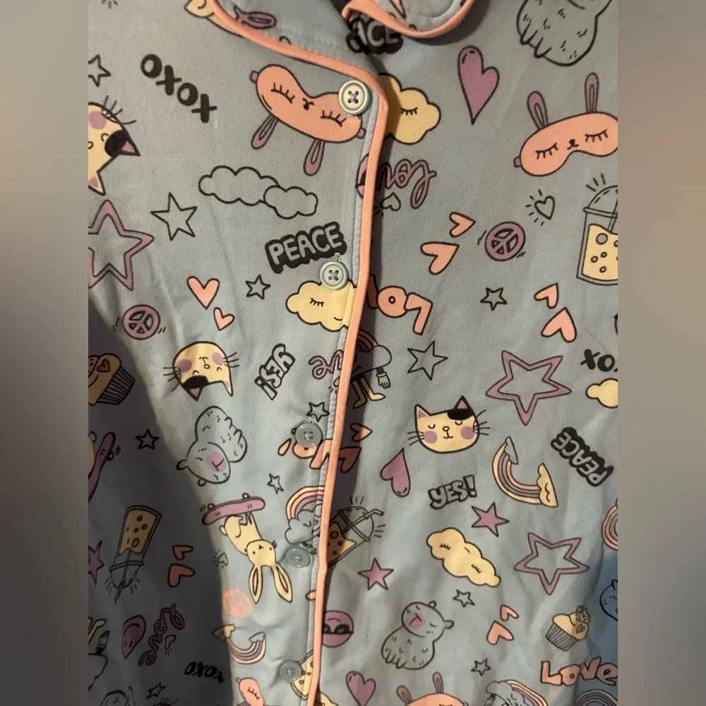 Wonder Nation Girls 3-Piece Pajama Set w/ Sleep Mask Size M 7-8 NWT